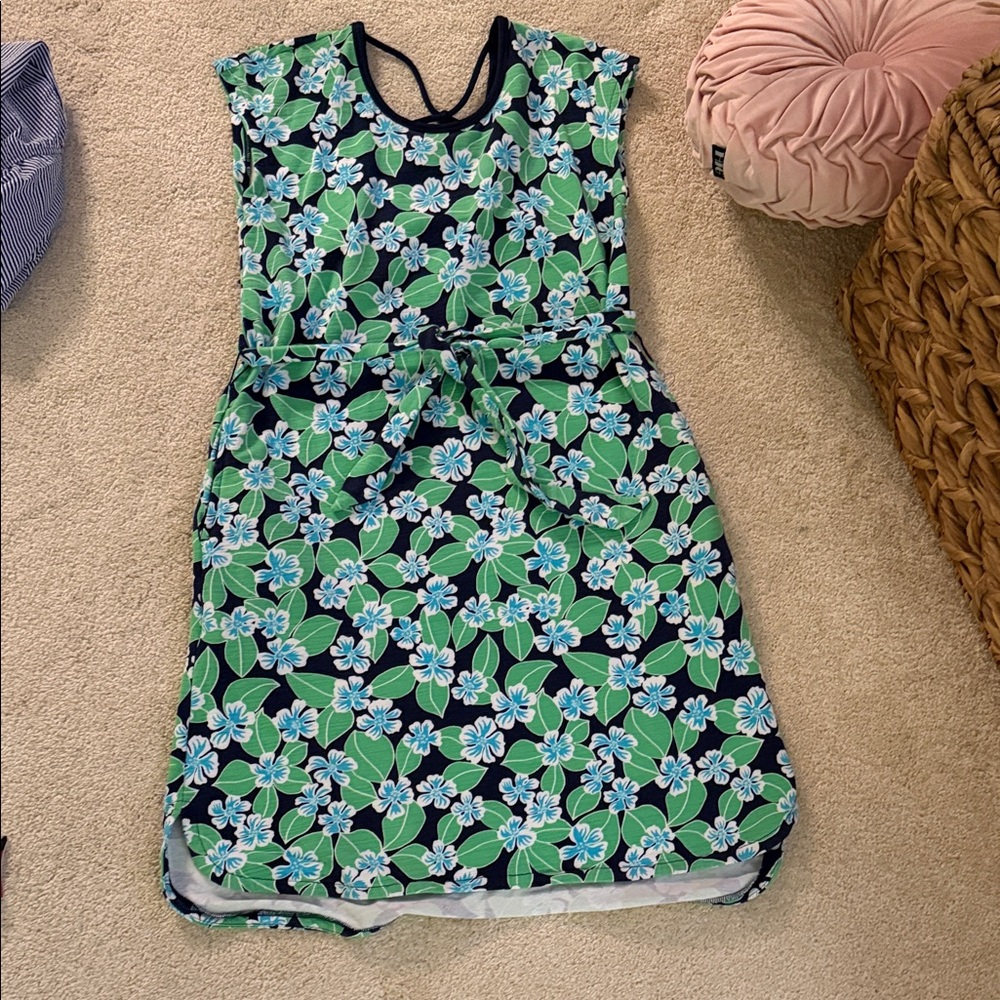 Talbots Floral Midi Dress in Green and Blue